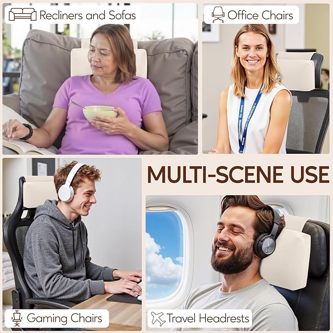 Neck Pillow for Recliner Chair, 14" Adjustable Recliner Pillow for Headrest, Soft Velvet Weighted Back Non-Slip Head Pillow for Recliner, Couch, Chair, Sofa