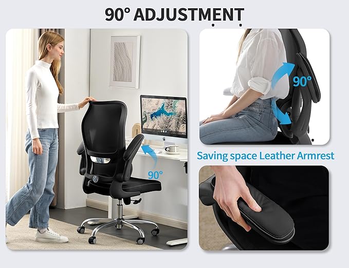 TRALT Ergonomic Office Chair - Desk Chair with Wave High Back Adjustable Lumbar Support Computer Chair - Gaming Chairs Mesh Backrest and PU Leather Seat for Home Reading Chairs (Black Pack of 6)