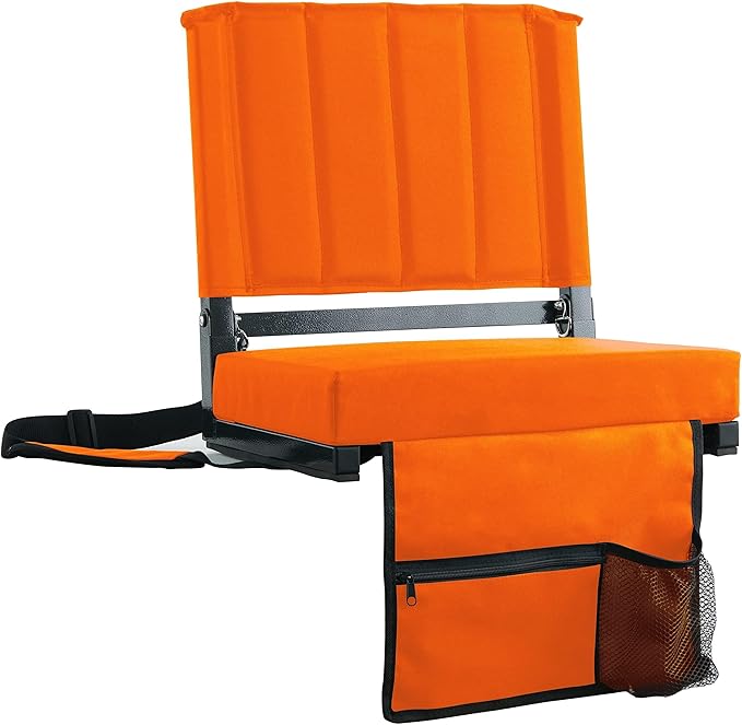 SPORT BEATS Stadium Seats with Back Support Bleacher Chairs with Back and Cushion Thick Padded Bleacher Seats Includes Shoulder Strap