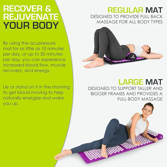 ProsourceFit Acupressure Mat and Pillow Set for Back/Neck Pain Relief and Muscle Relaxation