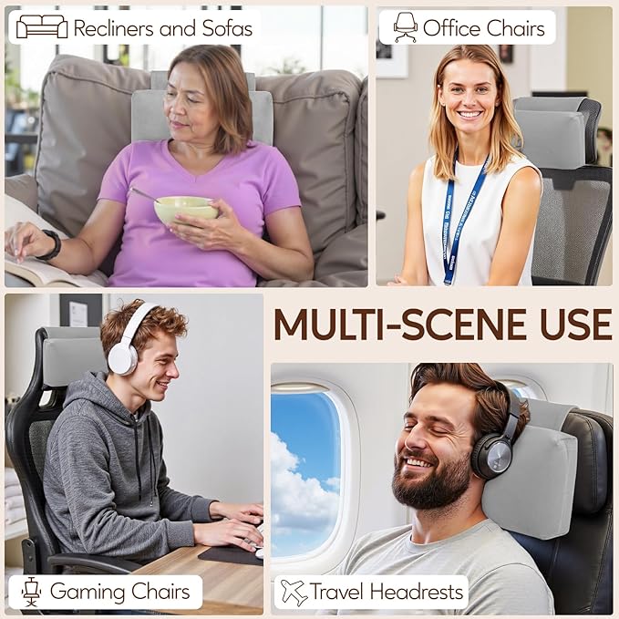 Neck Pillow for Recliner Chair, 14" Adjustable Recliner Pillow for Headrest, Soft Velvet Weighted Back Non-Slip Head Pillow for Recliner, Couch, Chair, Sofa