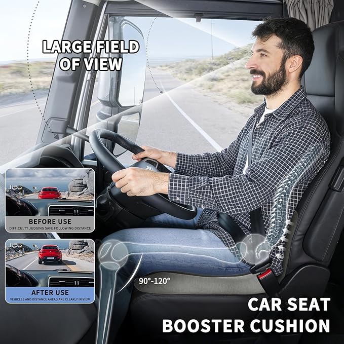 Memory Foam Seat Cushion for Long Sitting,Chair Pads,L-Shaped Ergonomic Design for Office Chair & Truck Drivers,Improve Comfort During Prolonged Sitting(Black Gray)