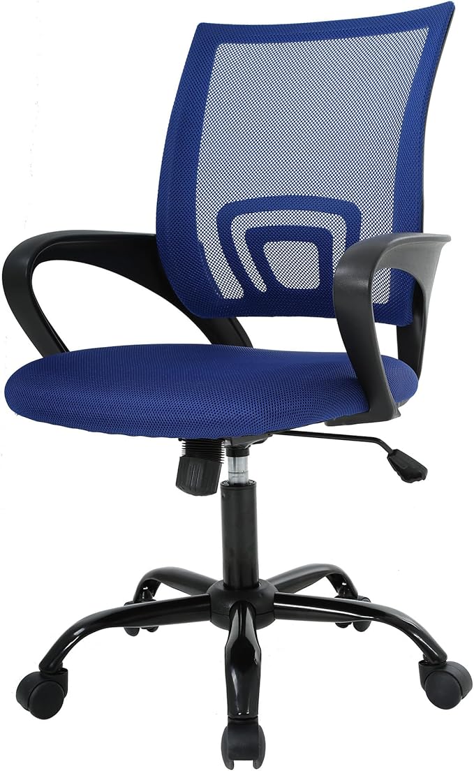 PayLessHere Office Computer Chair Ergonomic Cheap Desk Chair Adjustable Comfortable Mid Back Task Rolling Swivel with Lumbar Support for Home Office (Pack of 1, Blue)