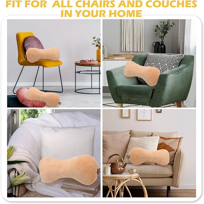 Colingmill 1 Pc Neck Pillow for Recliner Headrest Pillow Bone Shaped Chair Plush with Adjustable Strap Neck Support and Pain Relief Curve Head Cushion for Car Travel Airplane (Coffee)