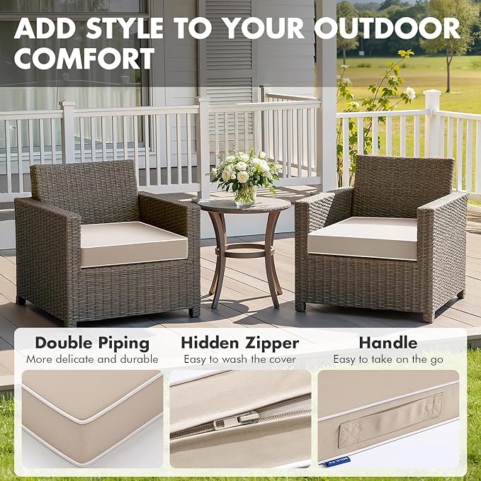 MIULEE Beige 48 x 18 x 3 Outdoor Bench Cushion Waterproof Patio Chair Cushion with Adjustable Straps Set of 1 for Swing Patio Furniture 3-Year Color Fastness Garden Sofa Couch