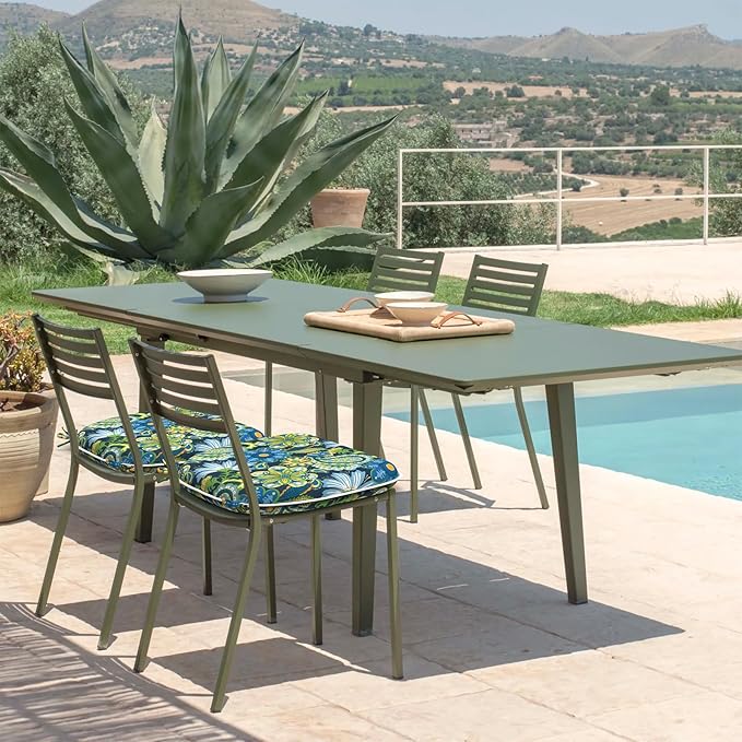 DYTXIII Set of 4 Outdoor Chair Cushions with Ties,Water Repellent Patio Chair Pads 17"x 16" for Outdoor Furniture,Round Corner Seat Cushions for Garden Yard Kitchen Flower Child