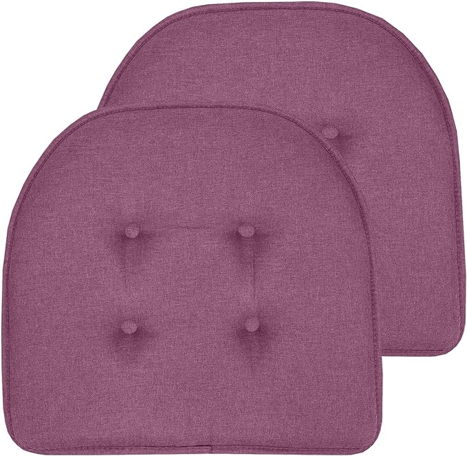 Chair Cushion Memory Foam Pads Tufted Slip Non Skid Rubber Back U-Shaped 17" x 16" Seat Cover, (Pack of 3)