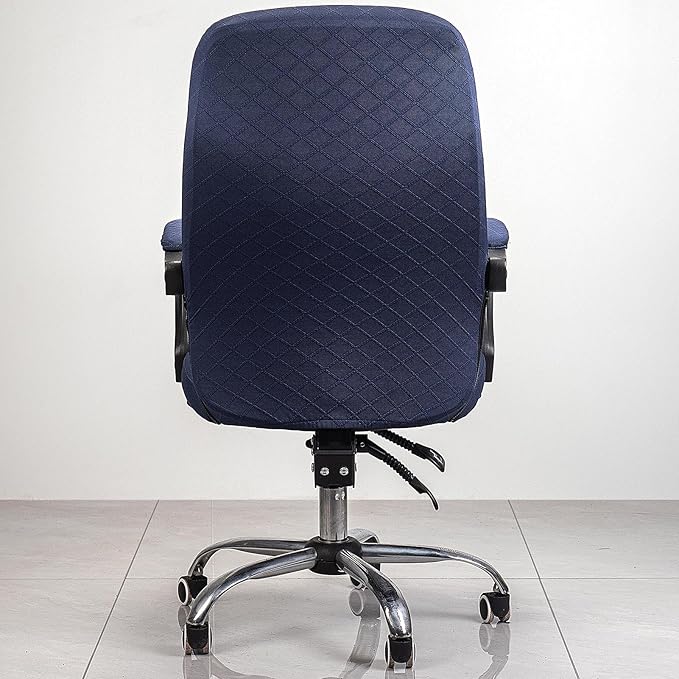 Melaluxe Office Chair Cover with Armrest Covers， Universal Stretch Desk Chair Cover, Computer Chair Slipcovers (Size: L) - Navy