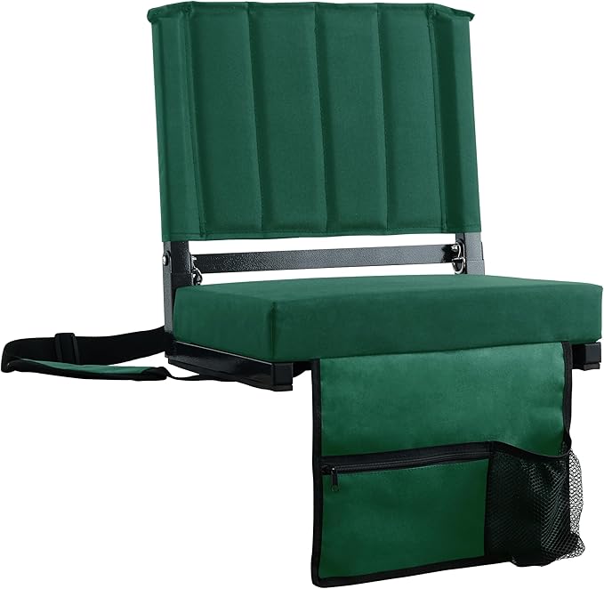 SPORT BEATS Stadium Seats with Back Support Bleacher Chairs with Back and Cushion Thick Padded Bleacher Seats Includes Shoulder Strap