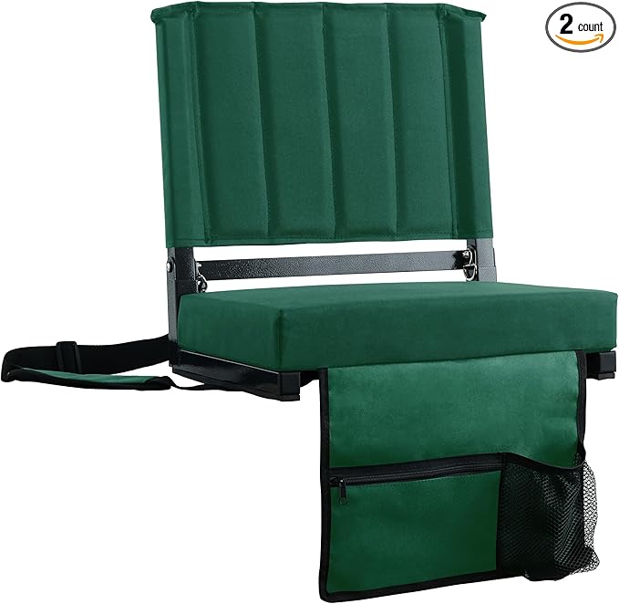 SPORT BEATS Stadium Seats with Back Support Bleacher Chairs with Back and Cushion Thick Padded Bleacher Seats Includes Shoulder Strap