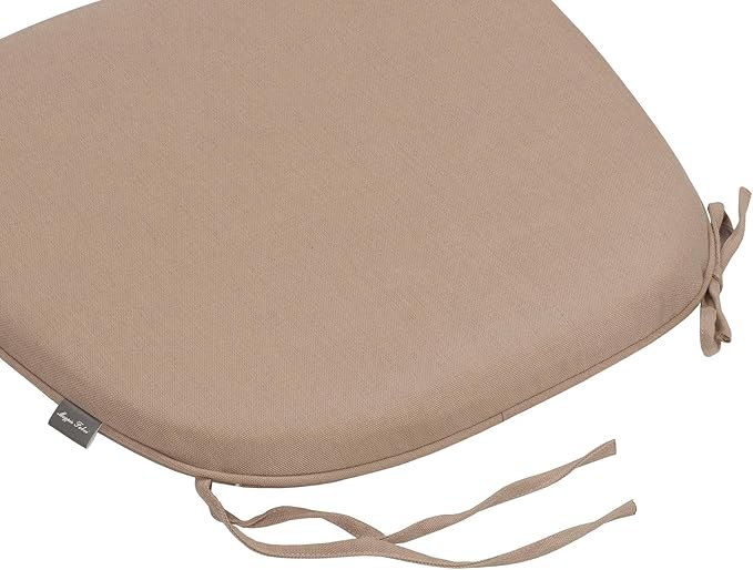 Magpie Fabrics 17"x16"x2" U-Shape Chair Cushions with Ties 2 Count, Outdoor Indoor Waterproof All Weather Seat Pads Decoration for Patio Garden Dining Office - Khaki
