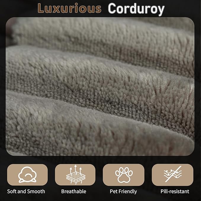62.6" Oversized Chaise Lounge Chair Indoor,Corduroy Boneless Couch for Living Room,Memory Foam Filled Lounger Sleeper Couch with Pillows,Compress Sofa Bed,No Assembly Required,Camel | Indoor, Corduroy Boneless, Memory Foam Filled, With Pillows, No Asse...