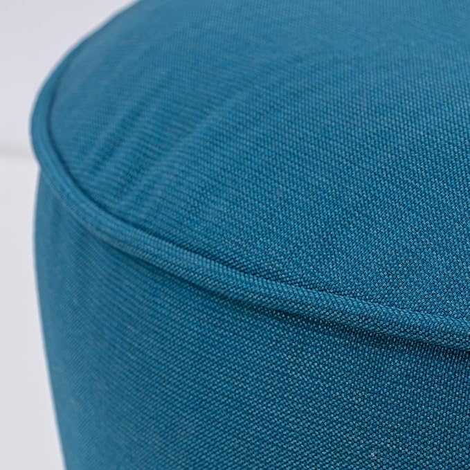 QILLOWAY Inflatable Outdoor Ottoman for Patio, Waterproof Round Pouf, Inflatable Foot Rest, Outdoor Footstool for Poolside, Garden，Camping,All Peacock Blue