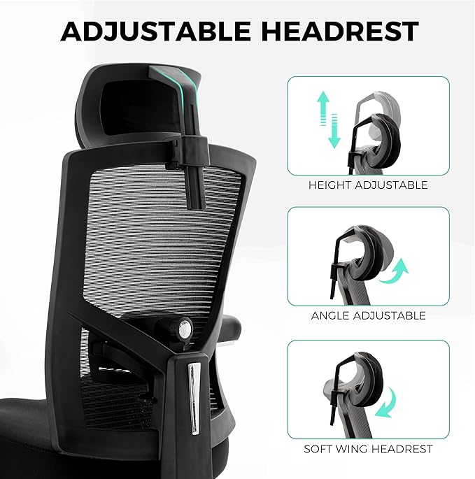 Big and Tall Office Chair 700lbs with Ergonomic W Wide Thick Seat Cushion, Oversized Mesh Desk Chair with Adjustable Lumbar for Heavy People, Computer Chair with 4D Armrest Headrest Footrest
