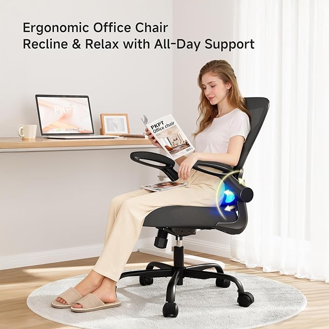 Mesh Office Chair, 330LBS Ergonomic Desk Chair with Adjustable Lumbar Support, Executive Computer Chairs for Home Office, Black