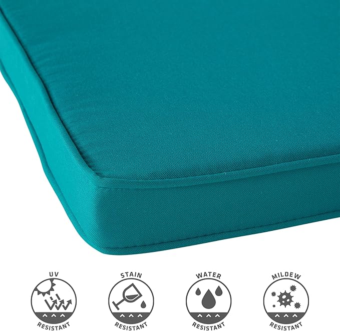 Outdoor 18 inch Square Patio Dining Chair Pads – Comfortable Fiber-Filled Seat Cushions with Ties, Reversible Polyester Fabric - Peacock, Set of 2