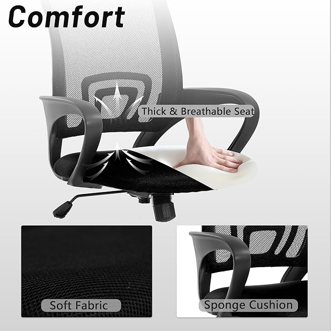 Modern Mesh Office Chair with Arm, Ergonomic Desk Chair, Black