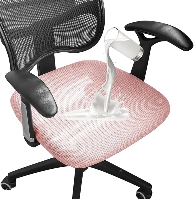FORCHEER Waterproof Office Chair Seat Cover Pink 20x20 Jacquard Strech Computer Desk Chair Seat Cushion Slipcover Washable Removable