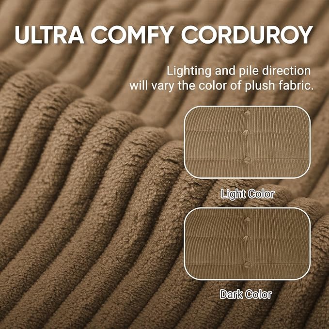Trenda Bean Bag Chairs for Adults - Comfy High-Density Foam Fireside Chair, Adult Size, Soft Corduroy Cover Beanbag Couch, Versatile for Living Room, Bedroom, Dorm, Reading & Gaming (Brown)
