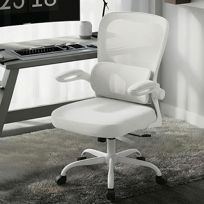 AreShark Office Chair Ergonomic Desk Chairs with Adjustable Lumbar Support, High Back Breathable Mesh Chair with Wheels& Flip-up Armrests,Rolling Swivel Comfy Task Computer Chair for Home Work Gaming
