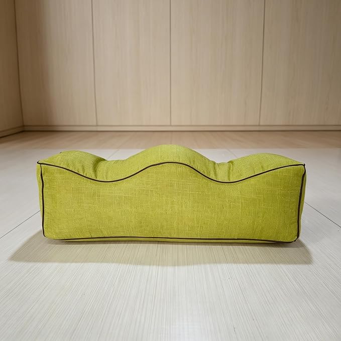 Ergonomic Leg Pillow with Wave Design – Adjustable Lumbar & Foot Support Cushion for Pregnancy, Back Pain Relief, and Sofa/Bed Use – Removable Cover, Breathable Bamboo Linen Fabric