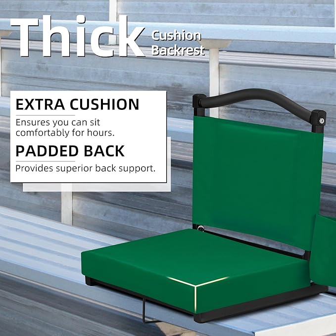 HABUTWAY Stadium Seats with Back Support and Thick Cushion Bleacher Seats with Backs and Cushion Wide, Stadium Chairs Include Shoulder Strap and Pocket, Perfect for Sports Events