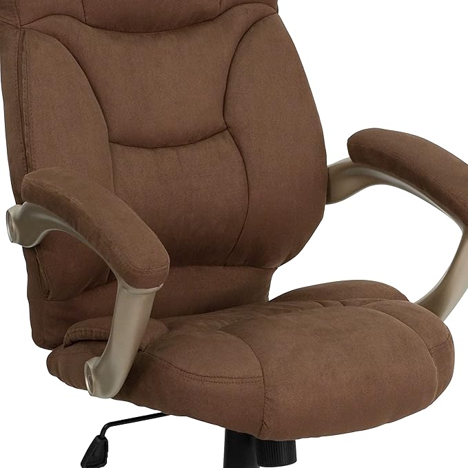 Flash Furniture Jessie High Back Brown Microfiber Contemporary Executive Swivel Ergonomic Office Chair with Arms