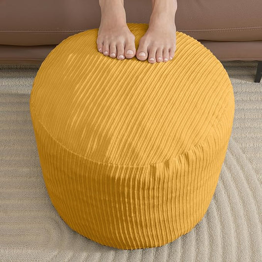 WSOFRLAC Pouf Ottoman Foot Stools Ottoman with Foam Small Corduroy Ottomans for Living Room Ottomans Pouf 20x15 Floor Poufs Foot Rest for Office Chair Yellow Foot Stool Small