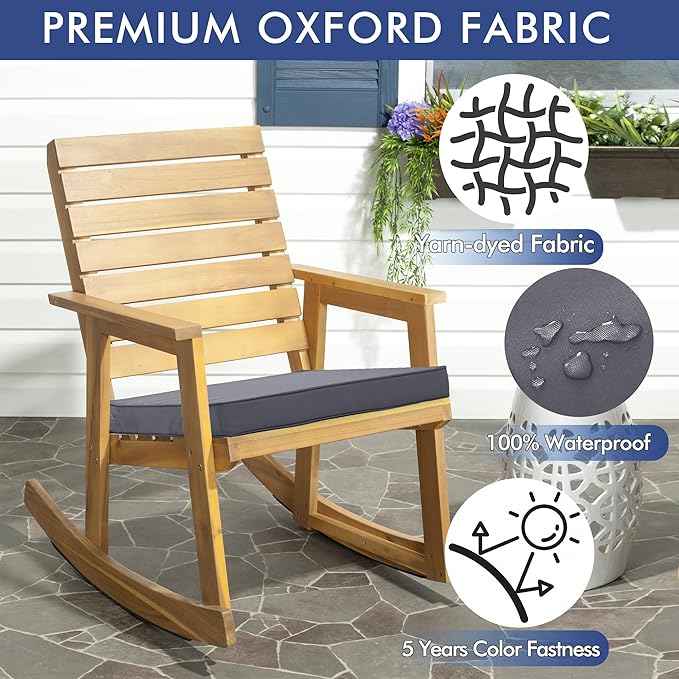 Outdoor Chair Cushions 24 x 24 Inch Water Resistant Patio Chair Cushions with Tie 3 Year Color Fastness Thick Outdoor Seat Cushion for Garden Lawn Patio Furniture Dark Grey Set of 2