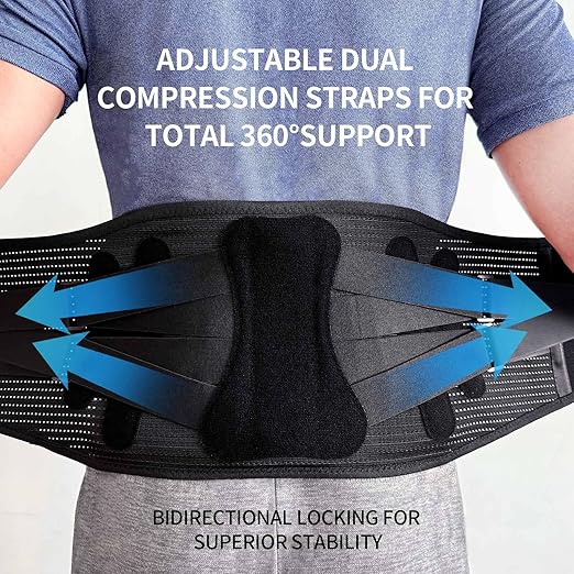 Lower Back Brace for Women Men, Adjustable Lumbar Support with 3D Pad, Breathable Ergonomic Support Belt with Metal Stays for Work, Lifting, Drive, Black,Size S,Waist 27"-31"