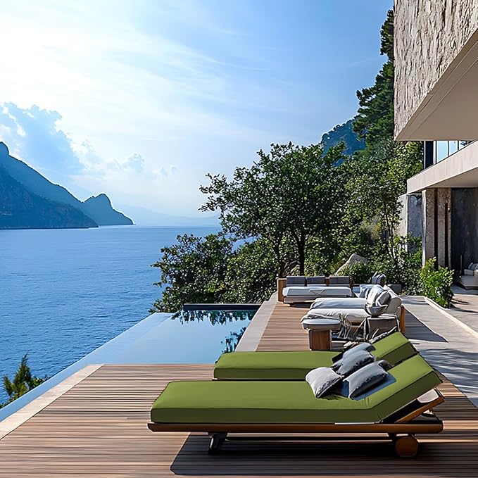 Outdoor Chaise Lounge Cushions for Patio, 72"x22"x3" Lounge Chair Cushions Set of 2, Waterproof Replacement Seat Cushions for Outdoor Furniture