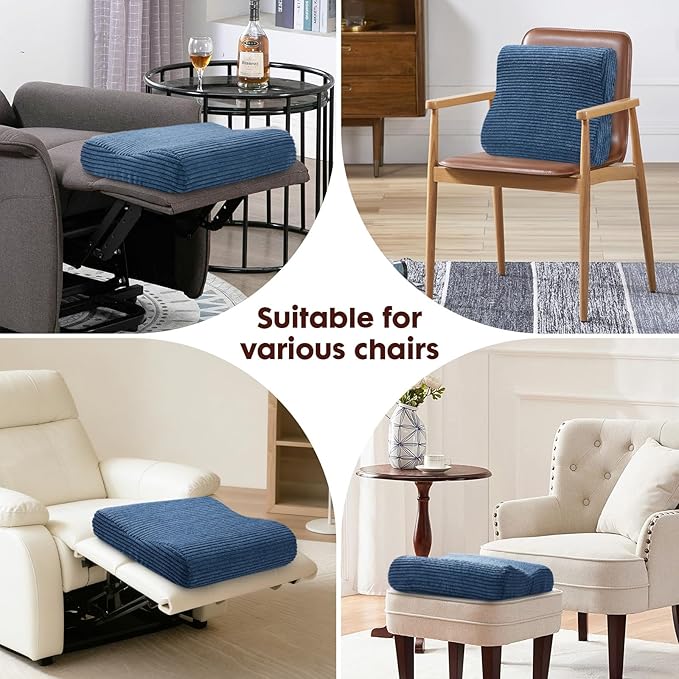 B Shape Corduroy Recliner Foot Pillow, Foam Extra Large Foot Rest Cushion with Adjustable Straps, Suitable for Bed Chair Sofa Headrest Back Lumbar Leg Support Pillow (Navy)