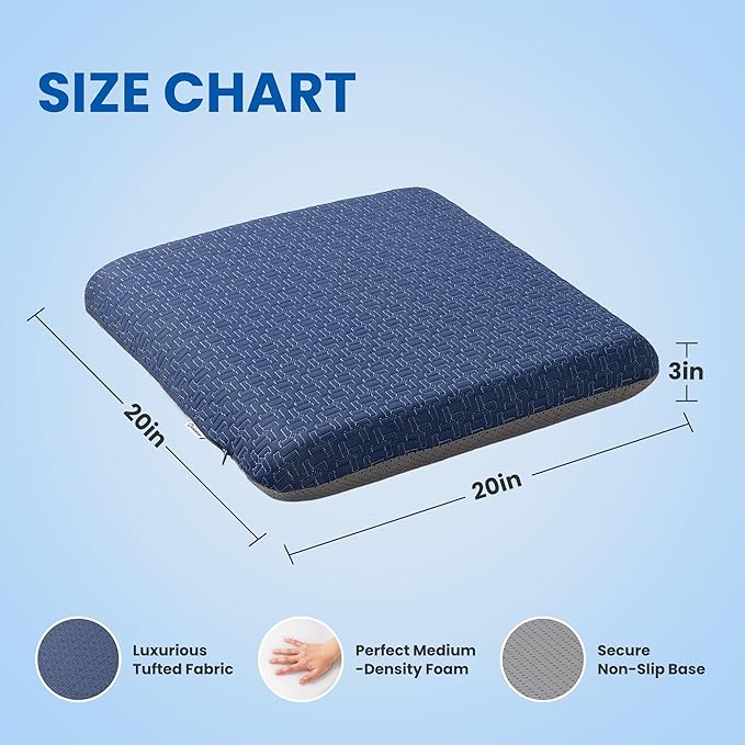 Ganondorf Extra Large Recliner Seat Cushion for Elderly Tufted Furry Booster Foam Cushion, Pressure Relief for Long Sitting Orthopedic Chair Cushion for Recliners Office Chairs, Navy
