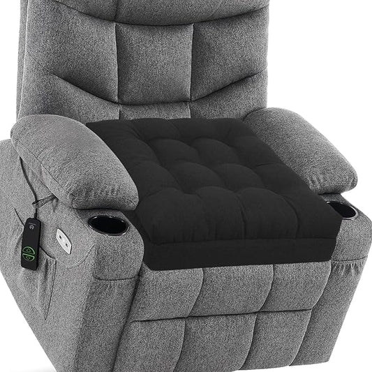 baibu Extra Large Memory Foam Recliner Cushions for Elderly, 20x20x5 Inch Thick Dual-Layer Patent Design Non-Slip Recliner Seat Cushion for Couch for Easy to Stand Up & Reduce Hip & Lumbar Pain, Black
