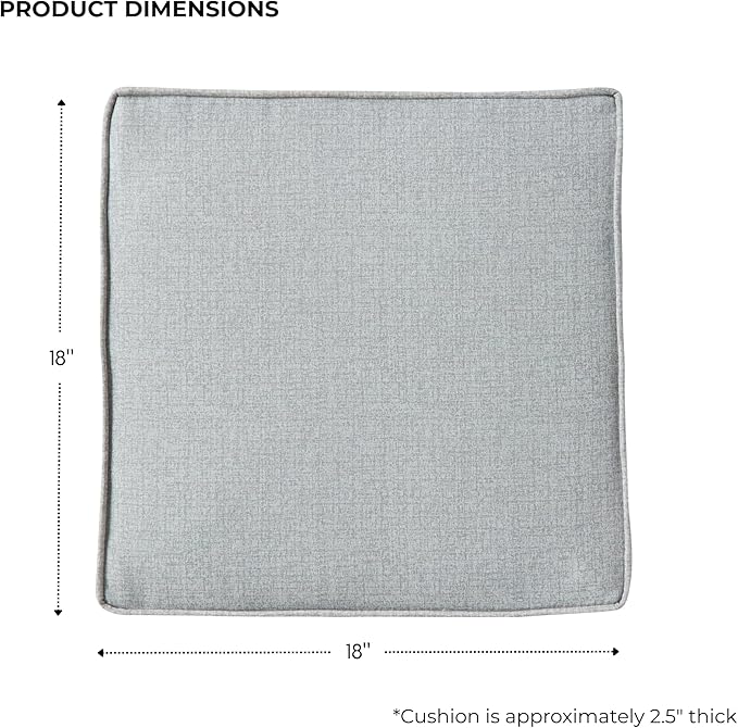 Outdoor 18 inch Square Patio Dining Chair Pads – Comfortable Fiber-Filled Seat Cushions with Ties, Reversible Polyester Fabric - Heather Gray, Set of 2