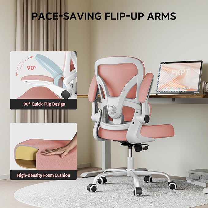 Mesh Office Chair, 330LBS Ergonomic Desk Chair with Adjustable Lumbar Support, Executive Computer Chairs for Home Office, Pink