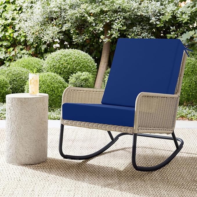 idee-home Outdoor Dining Chair Cushion, Patio Seat Cushion High Back Waterproof Seat Pads with Removable Cover, Indoor Chair Pads Deep