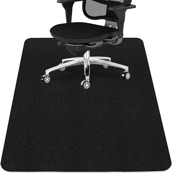 Sycoodeal Office Chair Mat for Hardwood Floor,Office Computer Gaming Chair Mat for Tile Floor,Large Floor Protector Rug,Anti-Slip,Easy to Clean,Pure Black(48"x55")