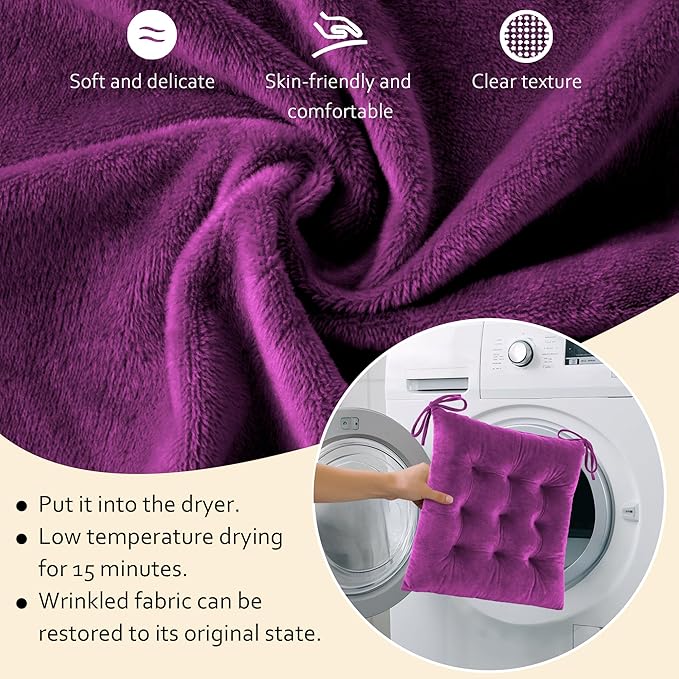 ELFJOY Rocking Chair Cushion Large Rocking Chair Pads with Ties Premium Tufted High Back and Seat Cushion 2 Piece Set Purple