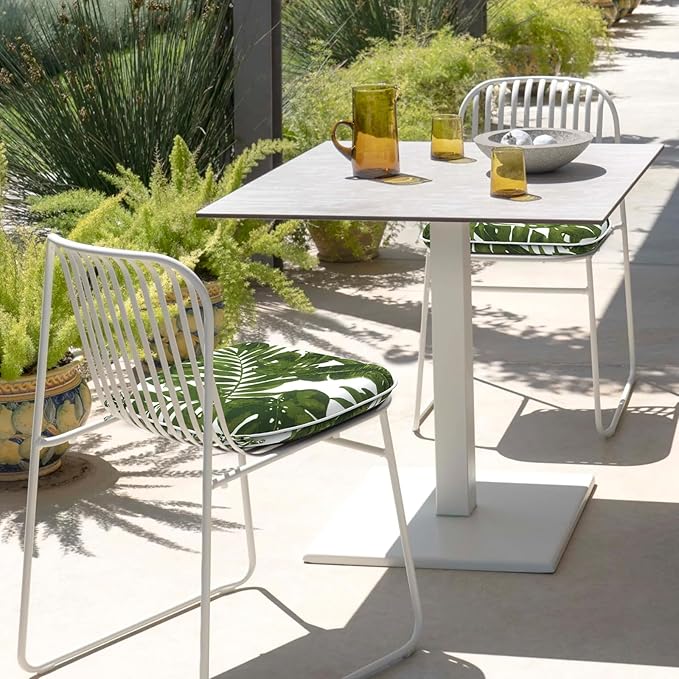 DYTXIII Set of 2 Outdoor Chair Cushions with Ties,Water Repellent Patio Chair Pads 17"x 16" for Outdoor Furniture,Round Corner Seat Cushions for Garden Yard Kitchen Palm Green