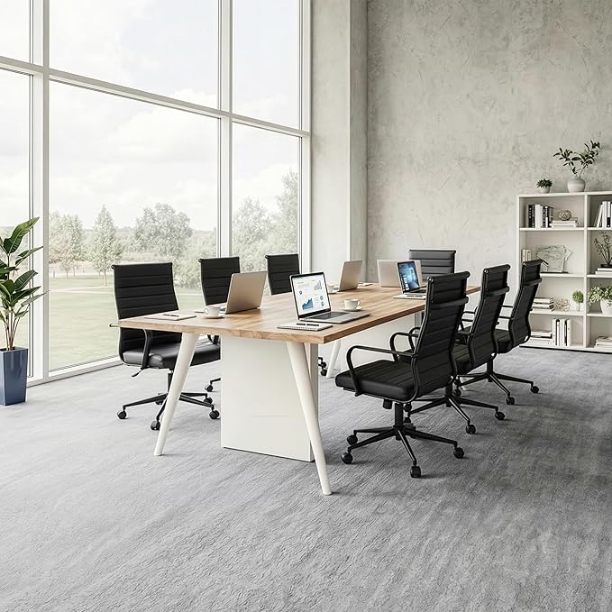 Okeysen Black Conference Room Table Chairs, Ergonomic Office Desk Chair with Wheels, PU Leather Modern Chairs, High Back Executive Swivel Rolling Chair for Home, Office