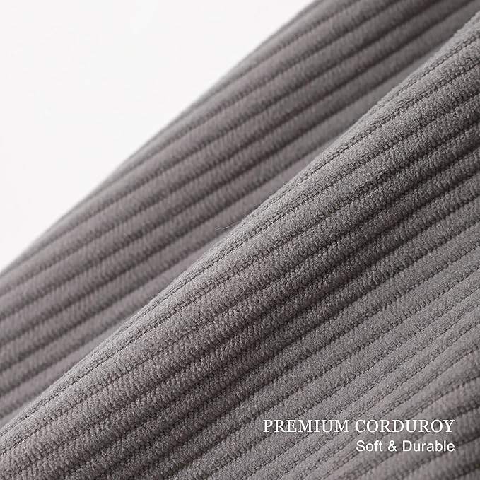 Pat. Pend. Corduroy Back Pillow for Sitting, Lumbar Support Cushion for Sofa, Office Chair & Bed Sitting, Reading & Watching TV, Ergonomic Triangle Backrest Pillow, Light Gray