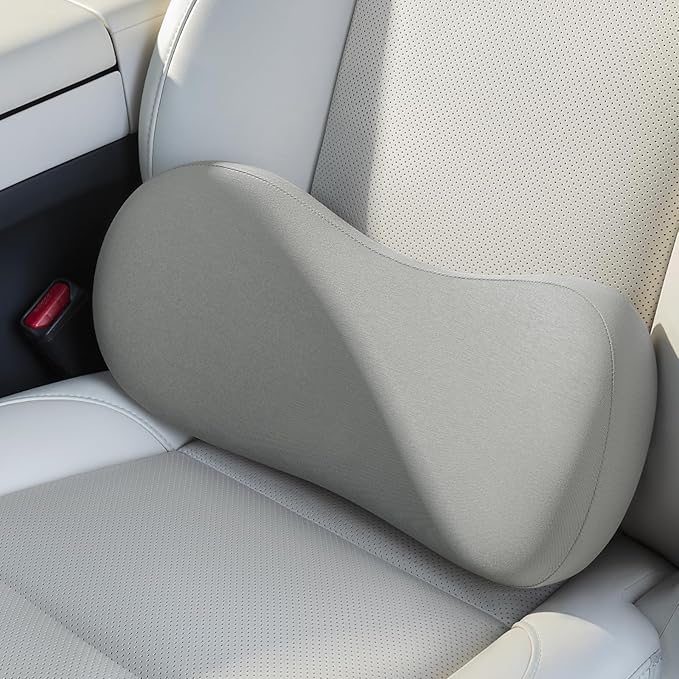 Lumbar Support Pillow - Back Pain Relief Cushion, Fits Tightly Around the Coccyx, Ergonomics Memory Foam, Skin-Friendly Fabric, Fit Car Drive, Office Chair, Rest Seat, Wheelchair (Gray)