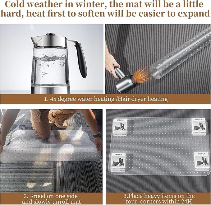 2Pcs Office Chair Mat for Carpet, 30" X 48" X 0.09" Desk Chair Mat for Carpet Floors, Clear Rolling Chair Mats with Non-Slip Studded for Home and Office Low Pile Carpets