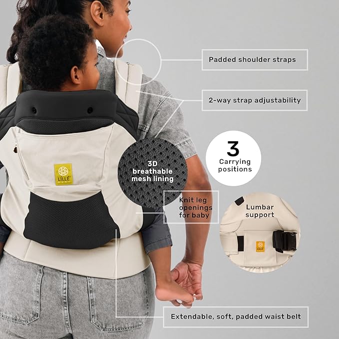 LÍLLÉbaby 3-in-1 Ergonomic CarryOn Airflow DLX Toddler Carrier with Lumbar Support & Breathable Mesh Lining (25-60 lbs), Multi-Position Carrying for Hiking & Travel (Moonbeam)