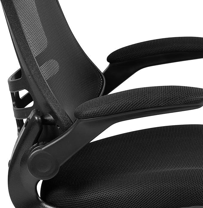 Flash Furniture Set of 8 Mid-Back Swivel Ergonomic Task Office Chairs with Flip-Up Arms, Black Mesh