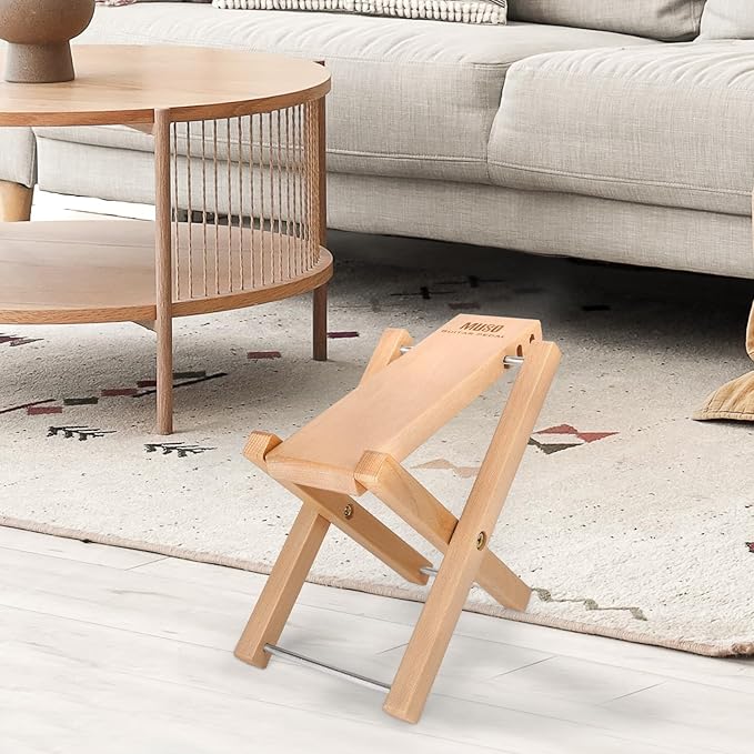 MUSO Guitar Footrest Stool, Folded Wooden Pedal, 3 Level Adjustable,Suitable for Classical Acoustic Guitar,Ergonomic & Durable (Natural Wood)