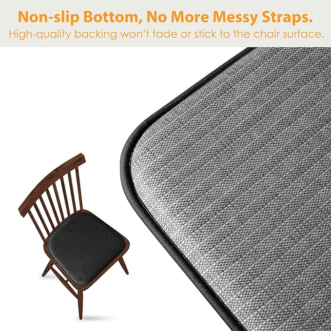 SWEMSTAR Chair Cushions - 15"*17" Kitchen Dining Chair Pads Foam Seat Cushion for Chairs Barstool Cushions Non Slip Seat Pad Set of 6 - Black