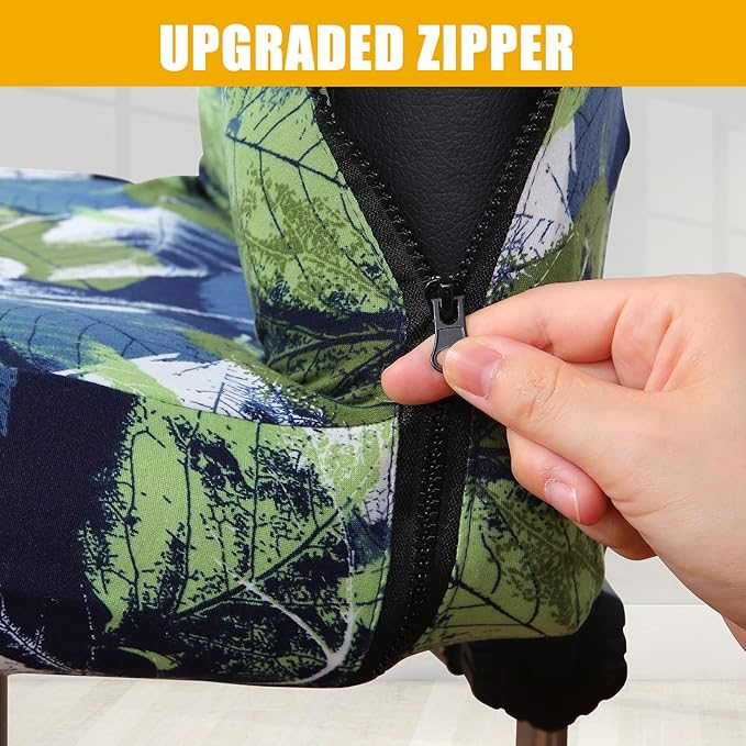 Smiry Stretch Printed Computer Office Chair Cover with Armrest Covers, Soft Fit Universal Removable Washable Desk Rotating Chair Slipcovers, Anti-Dust Spandex Protector with Zipper, Deep Green