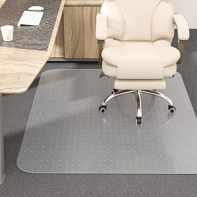 Office Chair Mat for Carpet, 48" X 48" X 0.09" Desk Chair Mat for Carpet Floors, Clear and Thick Rolling Computer Chair Mats with Non-Slip Studded for Home and Office Low Pile Carpets